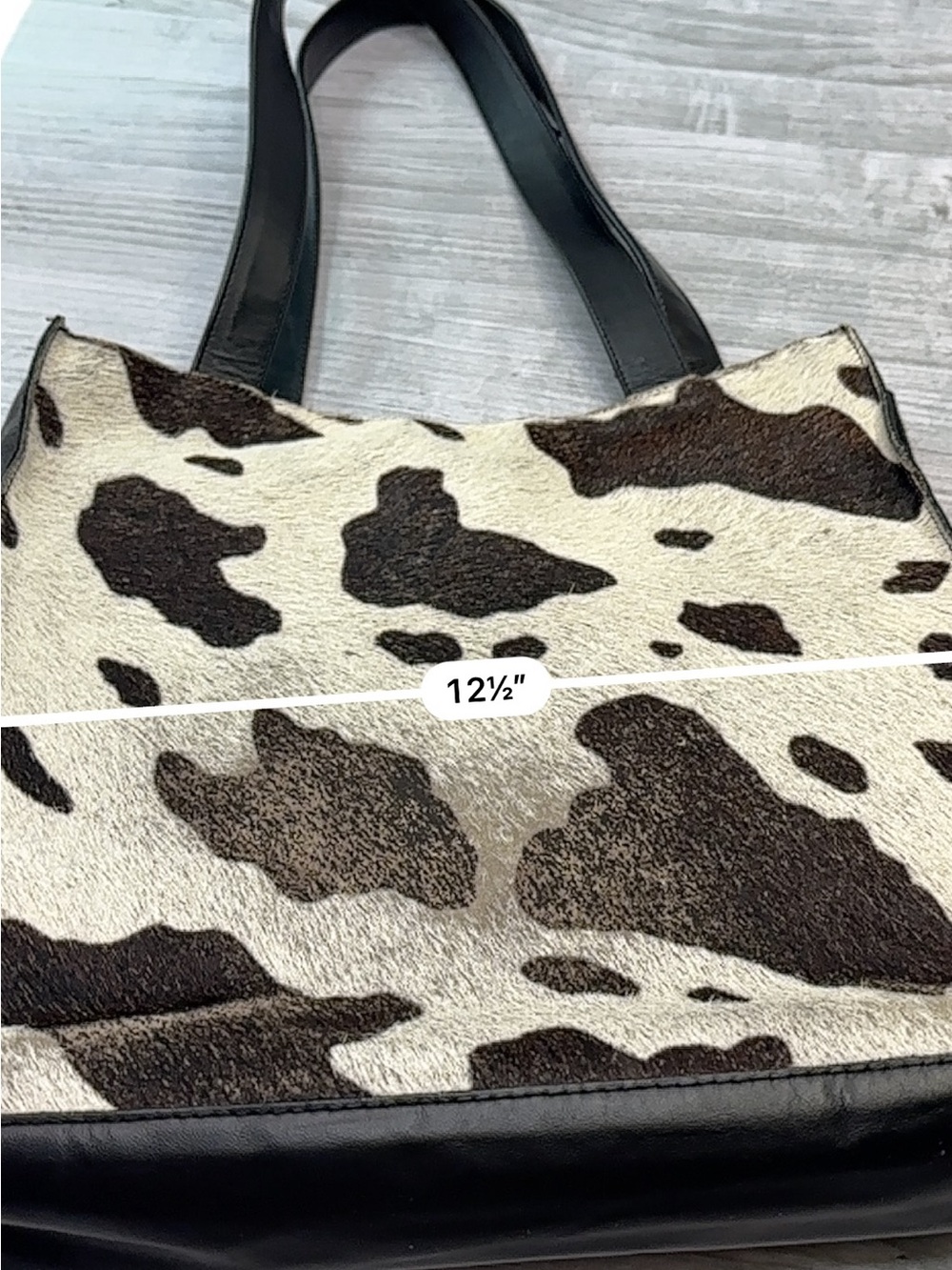 Halfcalf Cowhide-Pattern Black & White Tote Bag - Classic Everyday Carry - Picture 7 of 8
